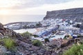 Puerto de Mogan, Spain Ã¢â¬â January 17, 2016: Aerial view of famous, luxury resort and marina Puerto de Mogan. Royalty Free Stock Photo